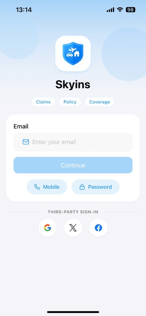 Skyins App login